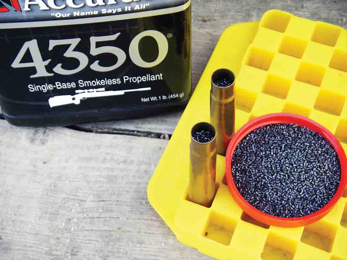Some maximum powdercharges will be compressed and may require trickle charging to allow bullets to seat to the correct overall cartridge length.